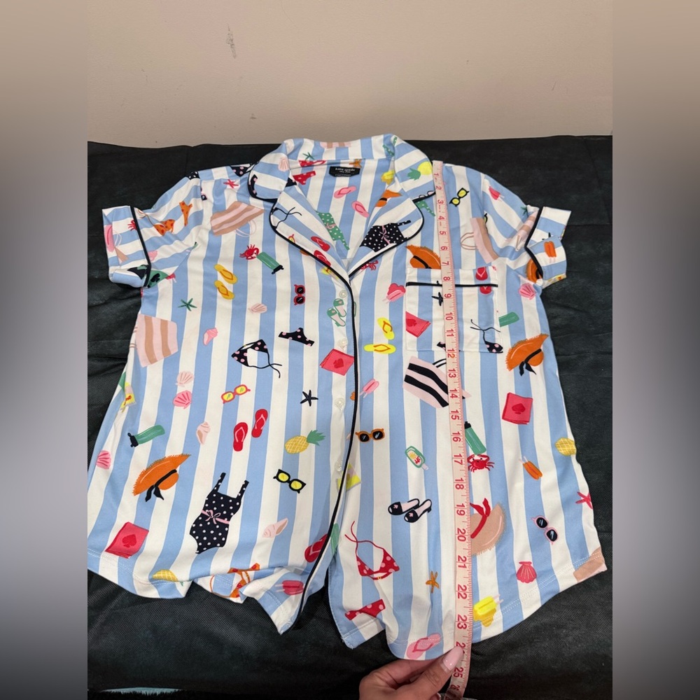 🔥Kate Spade Blue Striped Sleepwear Top Size S EC🔥 - Picture 4 of 6